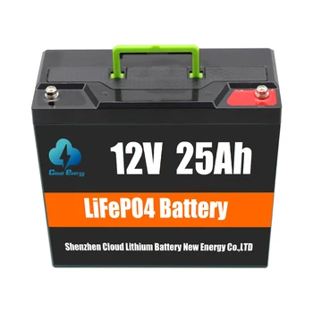 Облачная энергия 12V 25Ah lifepo4 аккумуляторная батарея 12 В литиево-вольтовая 12,8 В глубокого цикла lfp akku lipo ion iron phosphate 12-вольтовая подзарядка