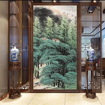обои на заказ beibehang новая китайская живопись тушью пейзажная живопись крыльцо коридор украшение стен живопись на заднем плане