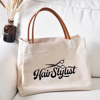 Подарок для парикмахера с принтом ножниц, сумка для парикмахера, женская холщовая сумка-тоут, рабочая сумка, женская модная пляжная сумка, сумка для покупок