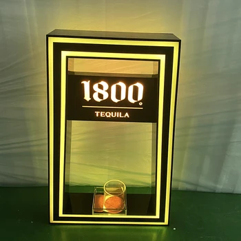 Пользовательский логотип с подсветкой 1800 Бутылка текилы Глорификатор Светодиодная подсветка Водка Шампанское Презентатор Неоновая вывеска для ночного клуба бара