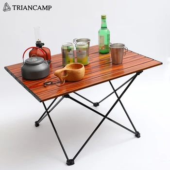 Портативный сверхлегкий складной стол для кемпинга из высокопрочного алюминиевого сплава Складной стол для пикника на открытом воздухе барбекю Имитация древесины