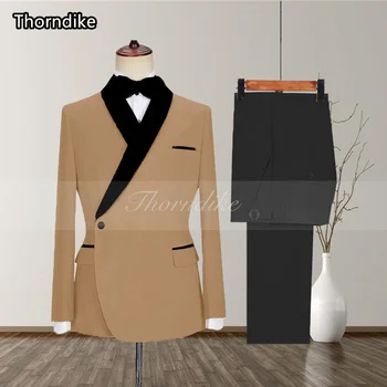 Последние модели пальто и брюк Thorndike, Приталенный смокинг для вечеринок, Мужское платье, Двубортный свадебный костюм для жениха, мужские костюмы