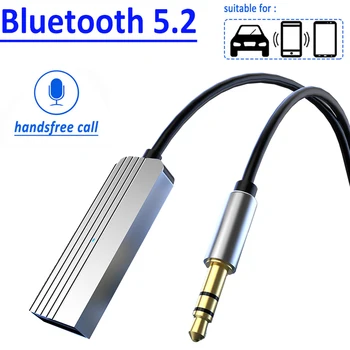 Приемник Bluetooth 5.2 5.0 Стерео Беспроводной Автомобильный USB-разъем 3,5 мм, аудиоадаптер AUX, Музыкальный микрофон, Громкая связь для автомобильного комплекта, динамик