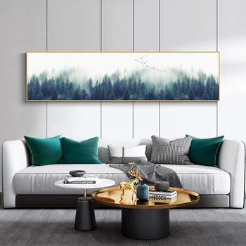 Природный пейзаж, картина на холсте, плакаты и принты, изображение лесного тумана, настенные рисунки для домашнего декора гостиной