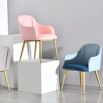 Роскошный обеденный стул Nordic для столовой, мебель для дома, современное простое кресло с одной спинкой, кованые повседневные стулья для макияжа