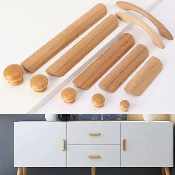 Ручки для мебели из натурального дерева Винтажные Ручки для кухонного шкафа Ручки для выдвижных ящиков Дверные ручки для деревянных ящиков Фурнитура