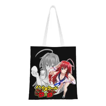 Сексуальная школьница из японского аниме Dxd Silhouette, сумка для покупок, женская холщовая сумка через плечо, портативные сумки для покупок с продуктами