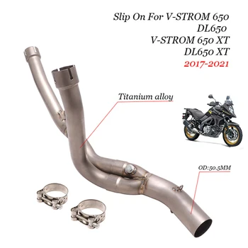 Слипоны Для Suzuki V-STROM 650 DL650 XT DL650 2017-2021 Мотоцикл Выхлопная Труба Escape Moto Модифицированная Труба Среднего Звена Из Титанового Сплава