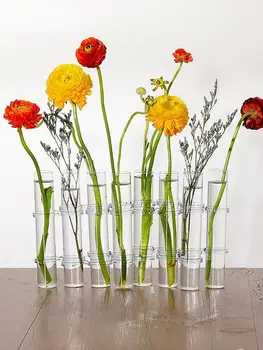 Современная прозрачная ваза для цветов на петлях Настольные вазы Универсальное применение Высокая прозрачность Центральной части Цветочный контейнер Ваза для пробирок