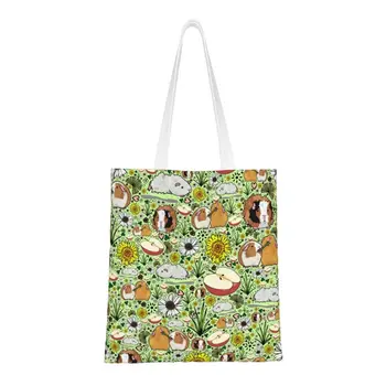 Сумка для покупок с морскими свинками Kawaii, многоразовая холщовая сумка для покупок с животным рисунком, сумка для покупок через плечо