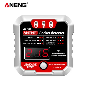 Тестер розетки ANENG, детектор розетки с ЖК-дисплеем 250 В, проверка розетки, Автоматический тестер цепи, Полярность, Напряжение