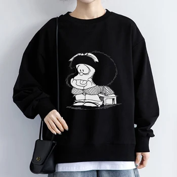 Толстовка Mafalda Kawaii с мультяшным принтом, толстовки Kpop с длинным рукавом, женский пуловер Sudaderas, осенне-зимняя мода 2022, толстовка Y2k