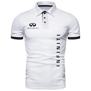 Трендовая мужская рубашка поло 2023 года из 100% хлопка, мужская рубашка с принтом логотипа автомобиля Infiniti, летняя мужская футболка с отворотом Harajuku, мужская одежда