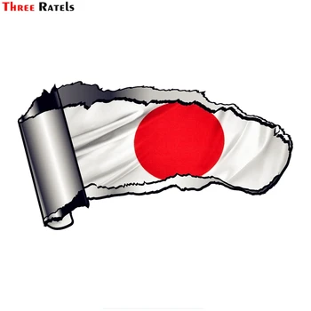 Три Ratels FTC-861 # 20x10,8 см Разорванная Рана, Порванный Металлический Дизайн С Национальным Флагом Японии Хиномару, Внешняя Автомобильная Палка