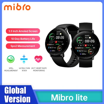 Умные Часы Mibro Lite 1,3 ”AMOLED Экран IP68 Водонепроницаемый Мониторинг Сердечного Ритма Кислорода В Крови Смарт-Браслет Глобальной версии