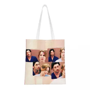 Холщовая сумка через плечо Grey's Anatomy, Женская Сумка Для покупок, Милая Холщовая сумка-Тоут Meredith Grey Derek Shepherd Большой емкости