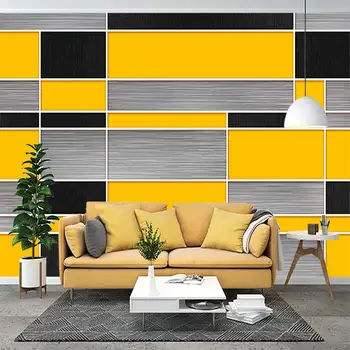 Черная, желтая, серая геометрическая сетка сращивание 3D по индивидуальному заказу спальни, гостиной, дивана, фоновой стены телевизора, фрески, обоев