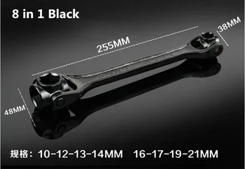 Черный 8 в 1 метрический 10-21 мм поворотный ключ в стиле Собачьей кости, торцевой ключ, Инструмент для ремонта автомобиля, Универсальный ключ