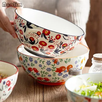 Японская керамика Современный минималистичный Салат Миска для лапши быстрого приготовления Фарфоровая Миска для супа десерта Рамена большой емкости Посуда 1000 мл