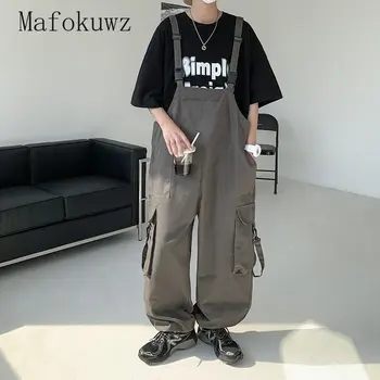Японский Cityboy брюки модный бренд мужской оверсайз леггинсы брюки-карго двойной плечи небольшой дизайн толпы свободные подтяжки