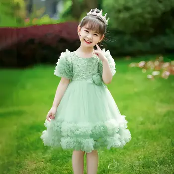 Новое платье для девочек на лето 2023, детское сетчатое платье на день рождения, модное платье принцессы высокого класса, платье цветочной Феи