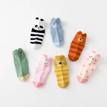 Носки для новорожденных, милые чулки для малышей с мультяшным стереопринтом, Детские носки, противоскользящие носки для пола с животными Для мальчиков и девочек для младенцев